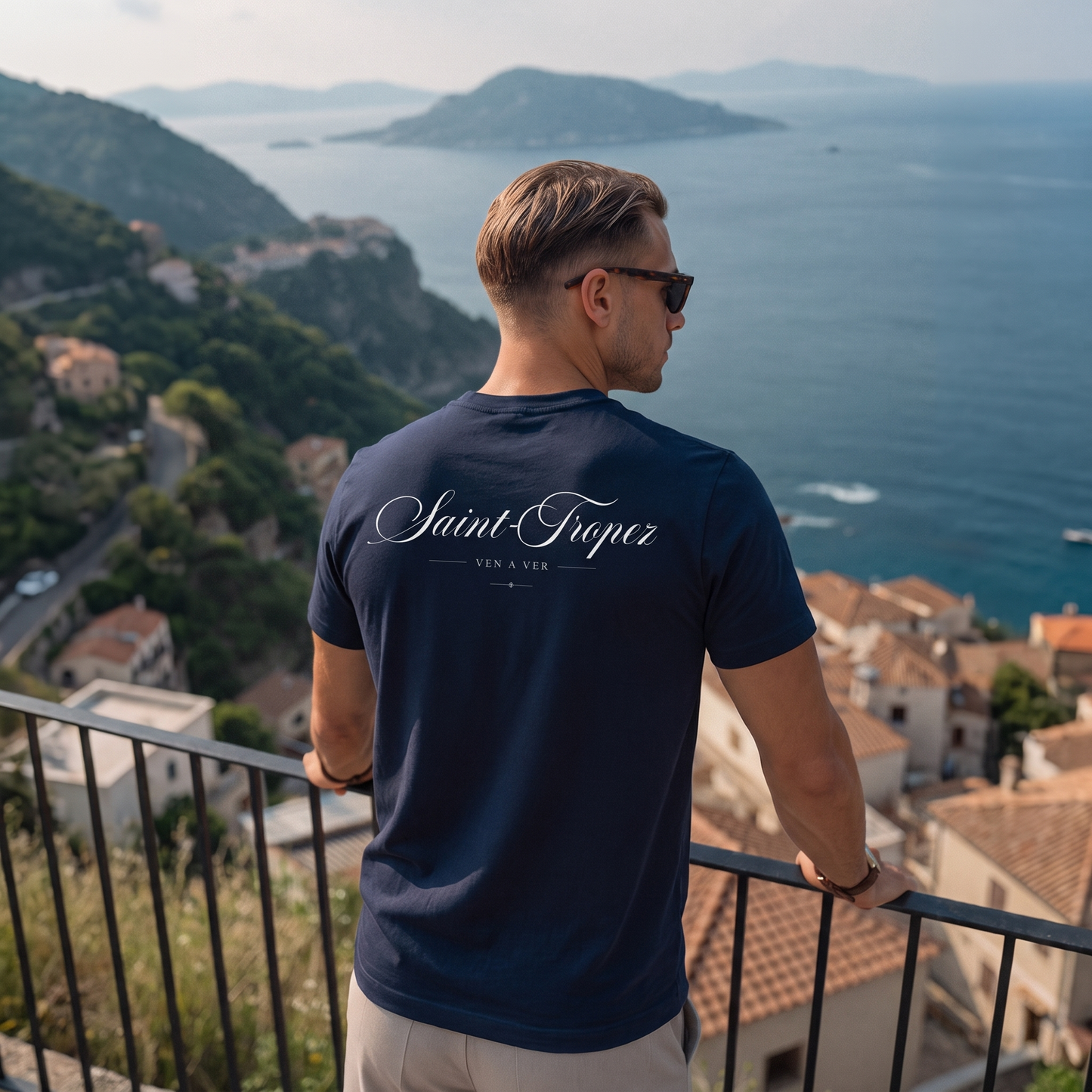 Saint-Tropez Script Tee – Navy
