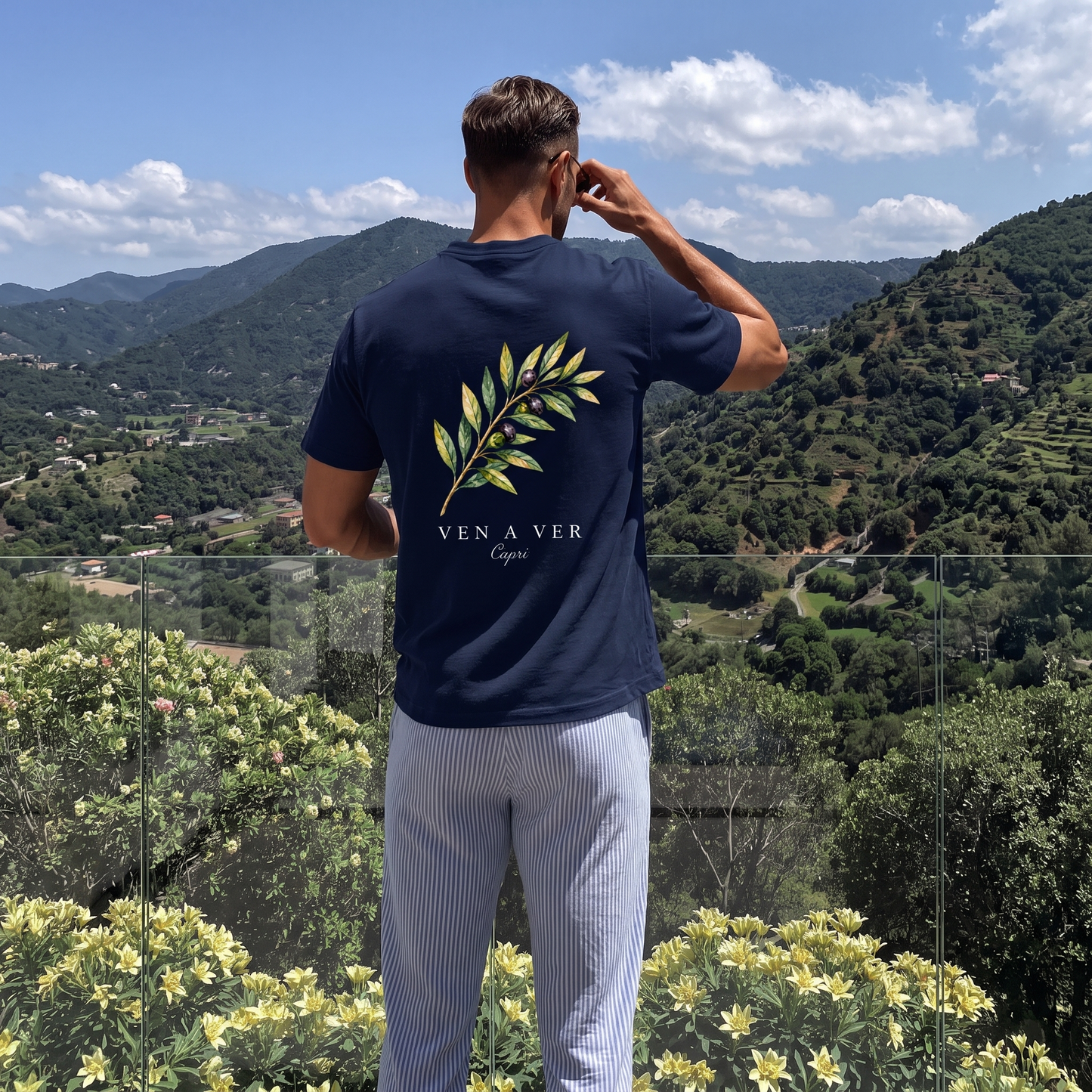 Capri Olive Tee – Navy