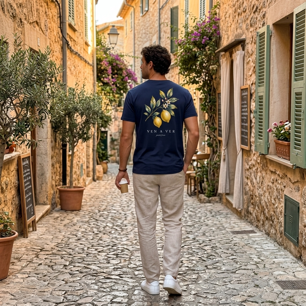 Portofino Lemon Tee – Navy