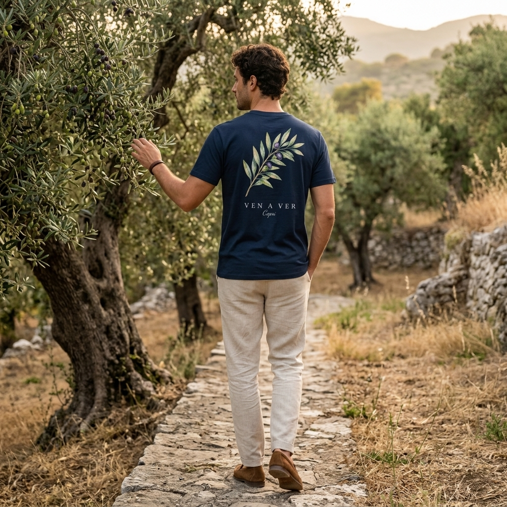 Capri Olive Tee – Navy