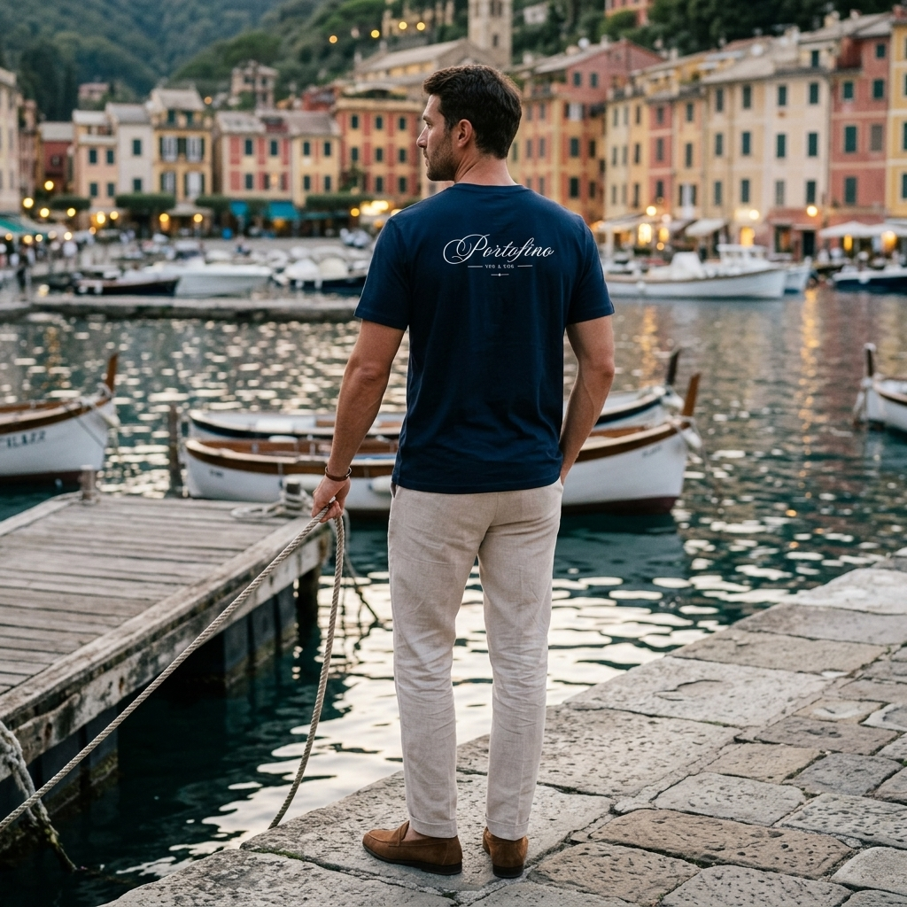 Portofino Script Tee – Navy